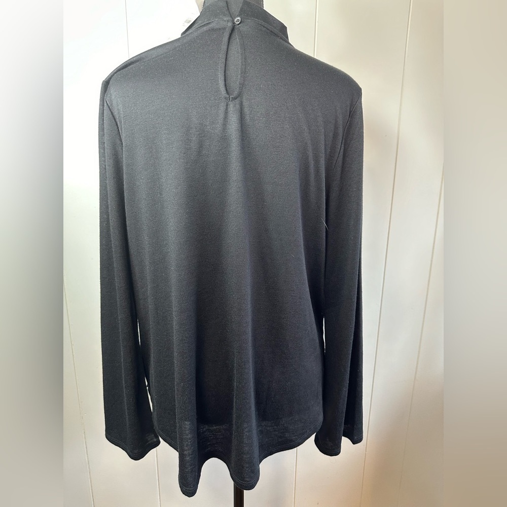 NWT Loft Black Long Sleeve Top with Floral Embroidery Women’s Size Large - Picture 3 of 12
